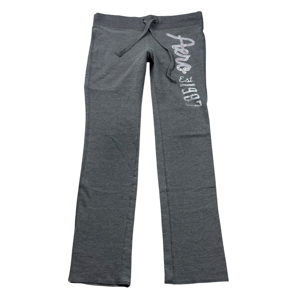 VTG Y2K Aeropostale Stretch Gray Sequin Ultra Low Rise Sweatpants Puff Print M